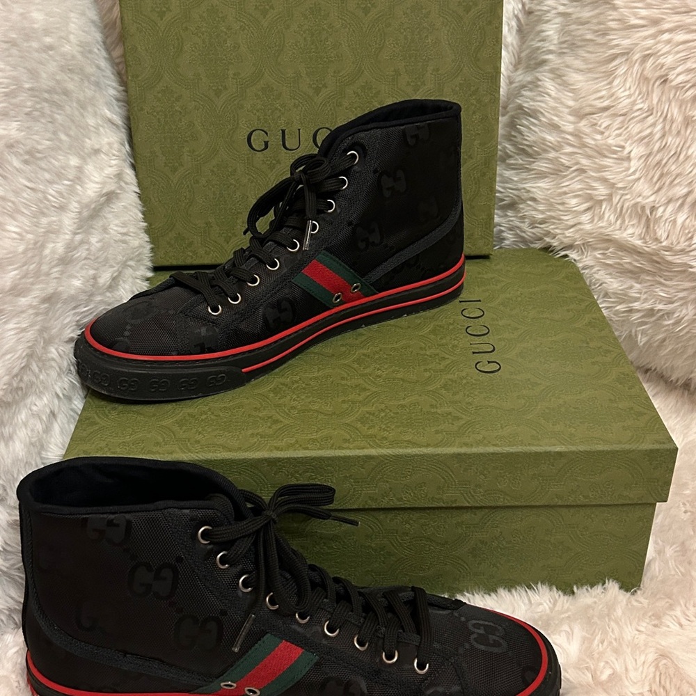 Gucci Black and Red High-Top Sneakers